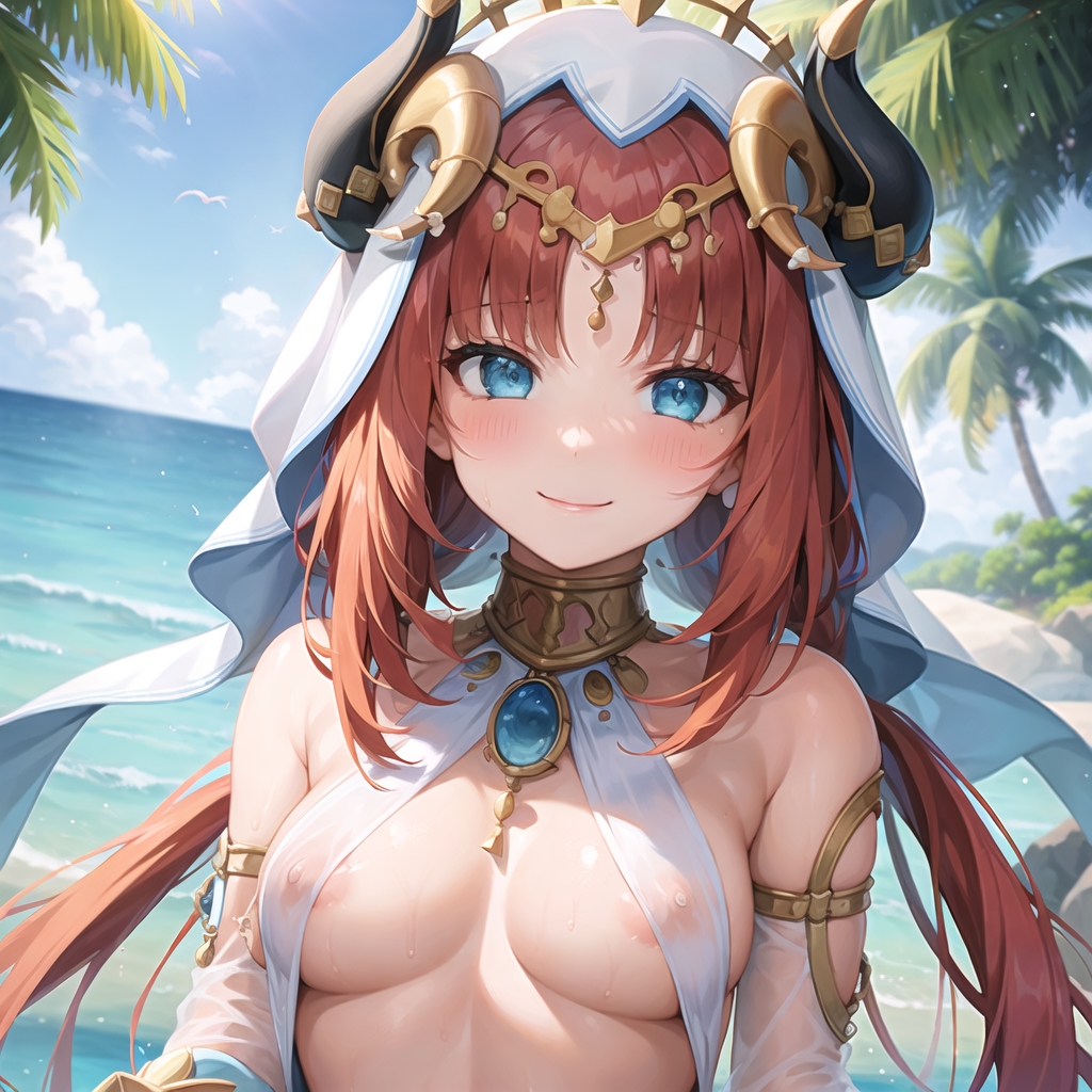 原神ニィロウ コスプレ 乳首＆乳輪透けチラリズム イラスト