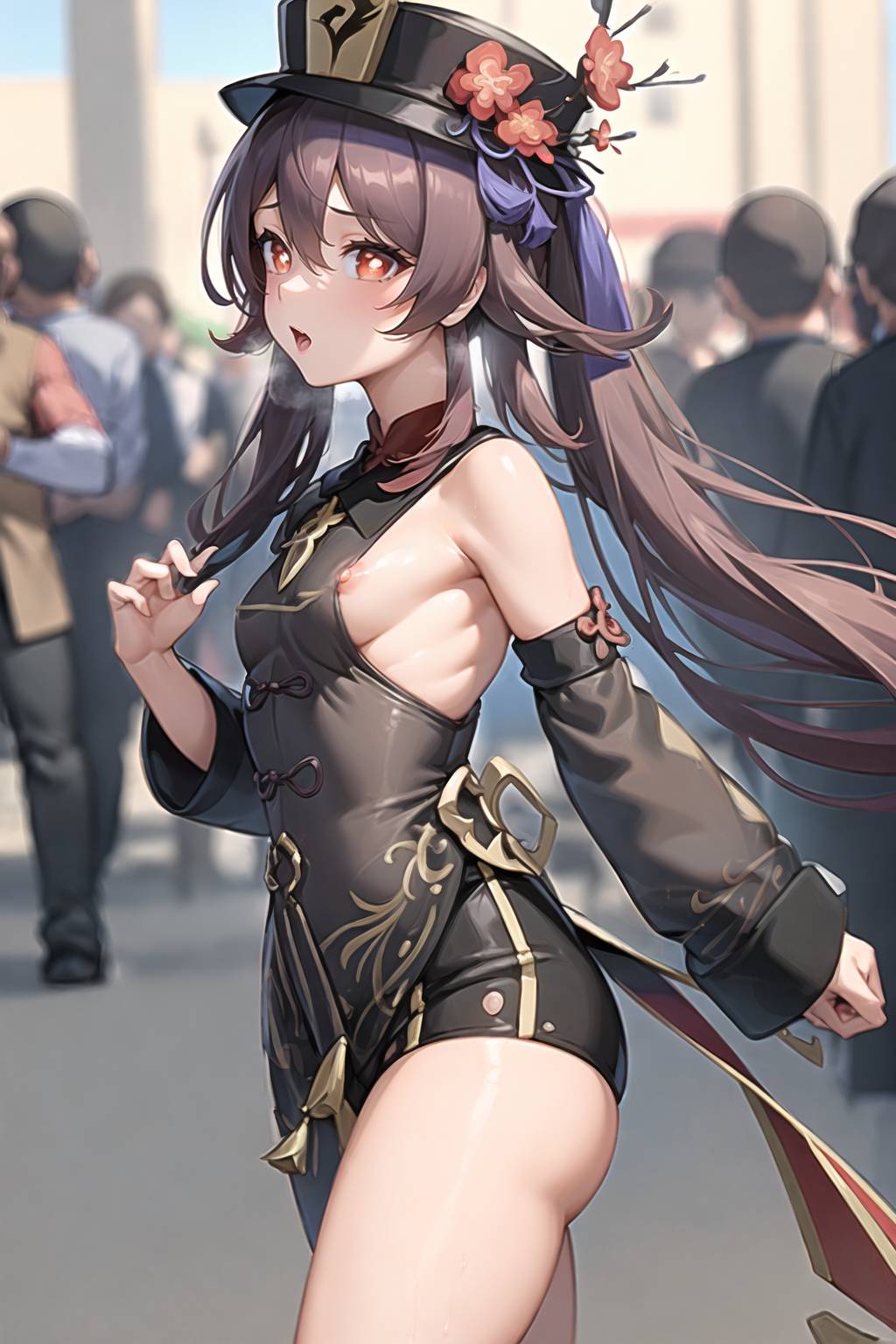 原神 胡桃（フータオ）  横乳と乳首はみ出し イラスト